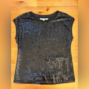 🪩 Boden black sequin top, size 2, excellent condition.
